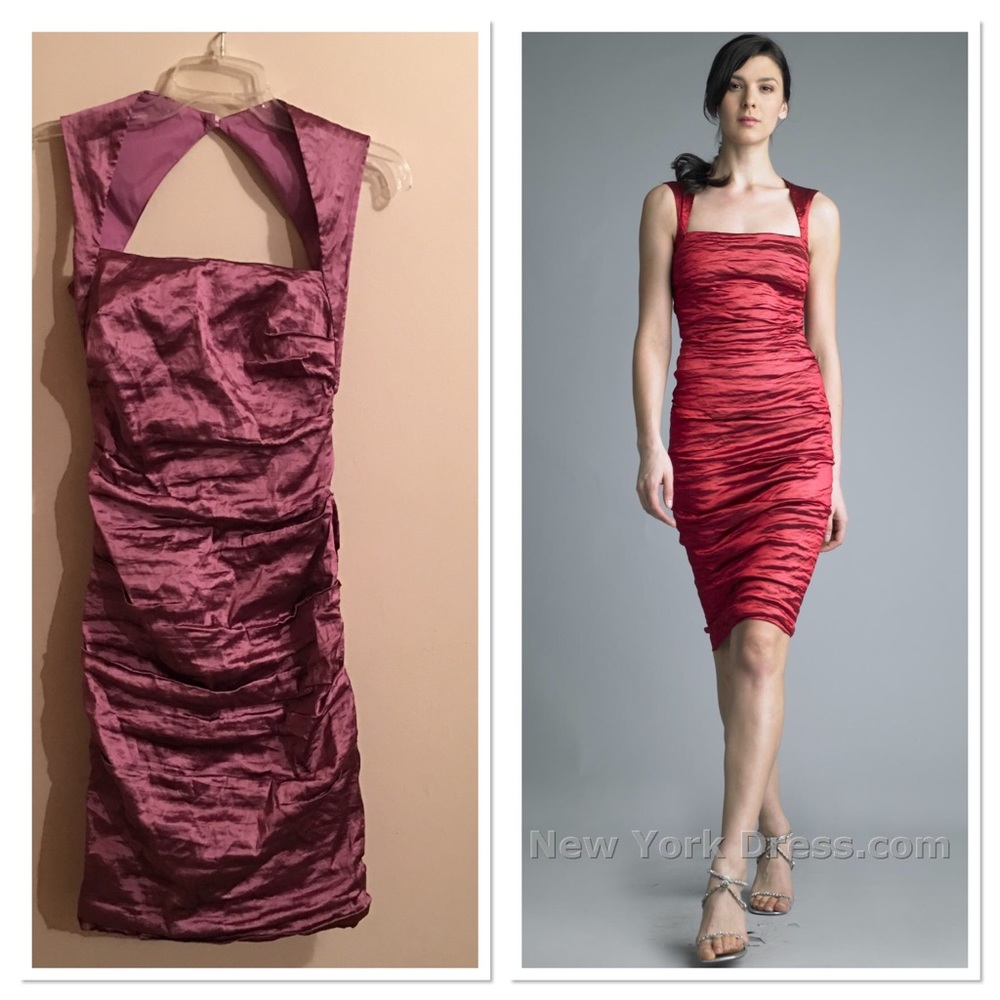 Nicole Miller Techno Metal Dress-Dark mauve